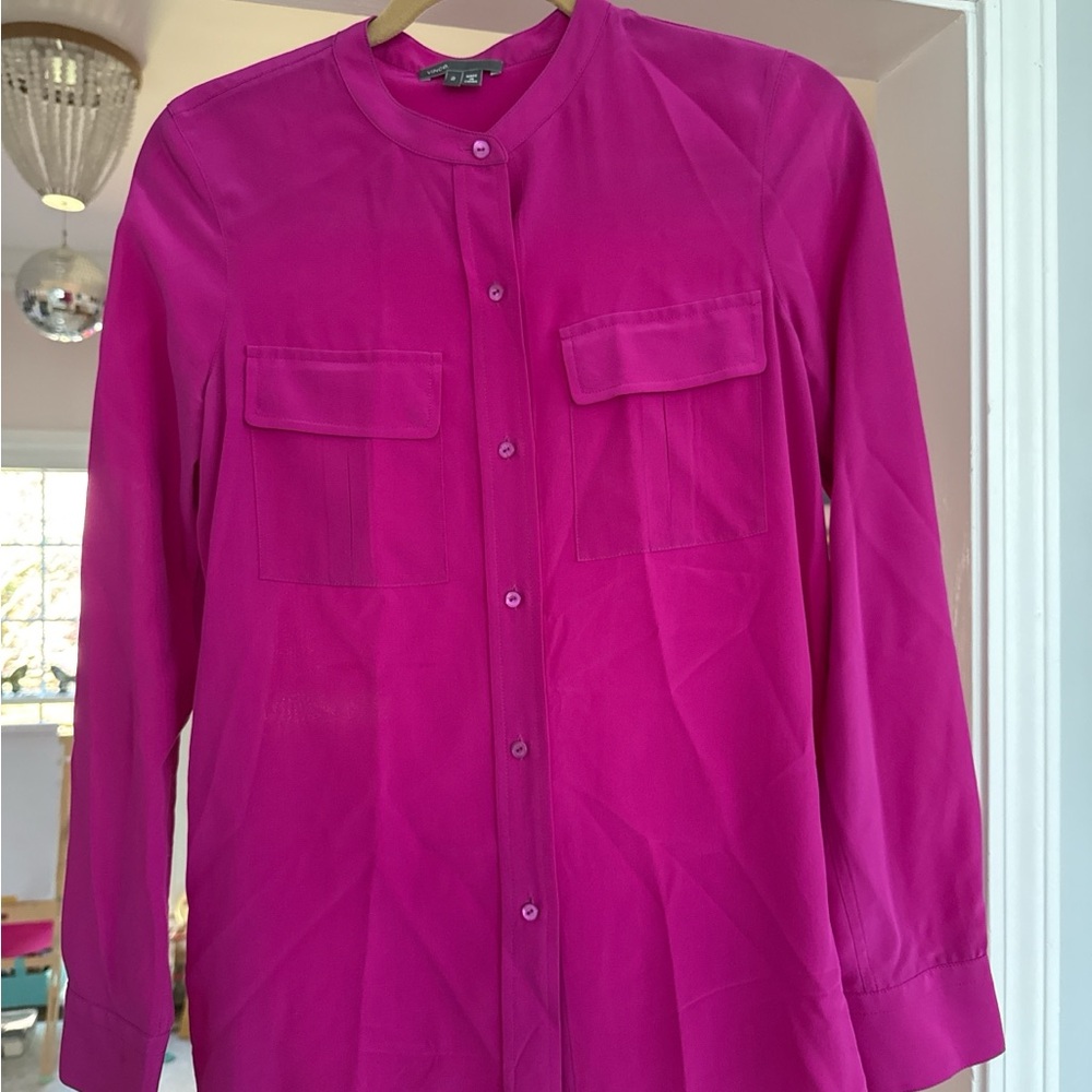 Vince Fuchsia Button-Down Shirt